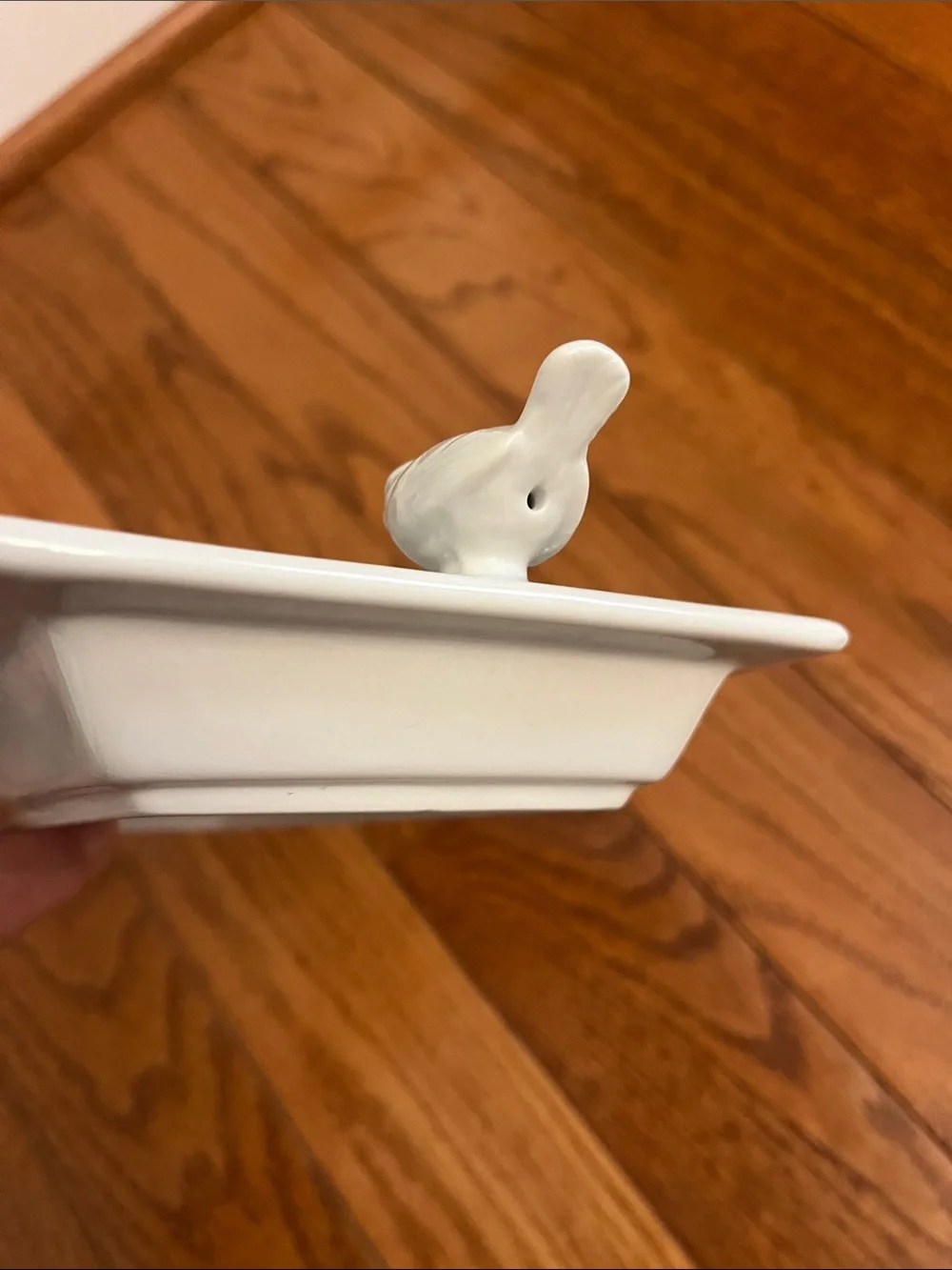 WORLD MARKET Rectangle White Ceramic Jewelry Vanity Tray Bird Handles 11